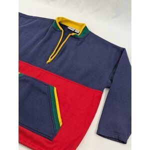 Vintage Huntington Ridge Pull Over Nautical Sweatshirt Medium Color Block‎ Red